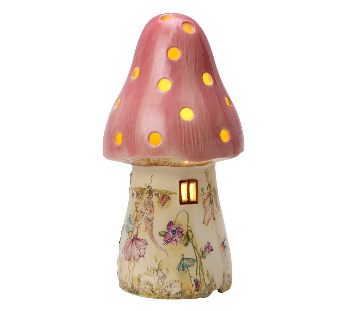 Childrens Pink Fairy Mushroom Lamp White Rabbit England Childrens